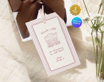 Pink Cafe Bebe Baby Shower Favor Tag Set, Coffee Bean Baby Girl Shower Thank You Gift Tag, Blush Baby is Brewing Baby Shower Party Tag BA11
