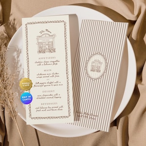 Cafe Bebe Baby Shower Menu Card, Coffee Bean Baby Shower Party Dinner Menu Program, Boho Aesthetic Baby is Brewing Table Menu Template BA10