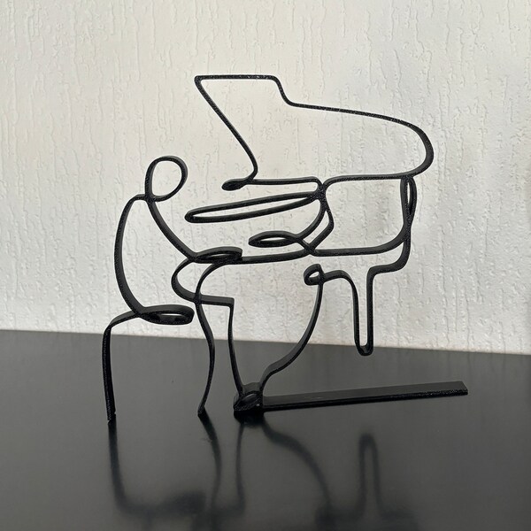 Pianiste, sculpture d’art minimaliste, idée cadeau musicien personnalisée, impression 3D, décoration de bureau, décoration d’étagère