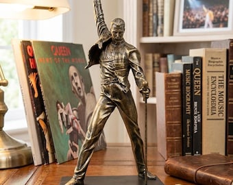 Freddie Mercury 3D-geprint beeldje – Cadeau voor Queen-fans – Rockmuziekdecoratie – Aanpasbaar harsbeeldje