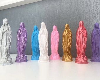 Vierge Marie colorée décoration pop en impression 3D 8 à 18 cm