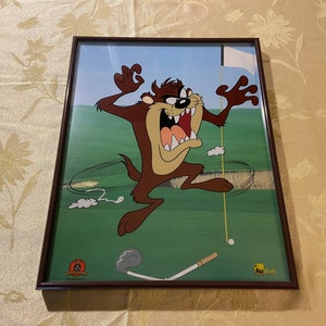 Vintage Tasmanian Devil Art Print &quot;Taz Golf&quot;