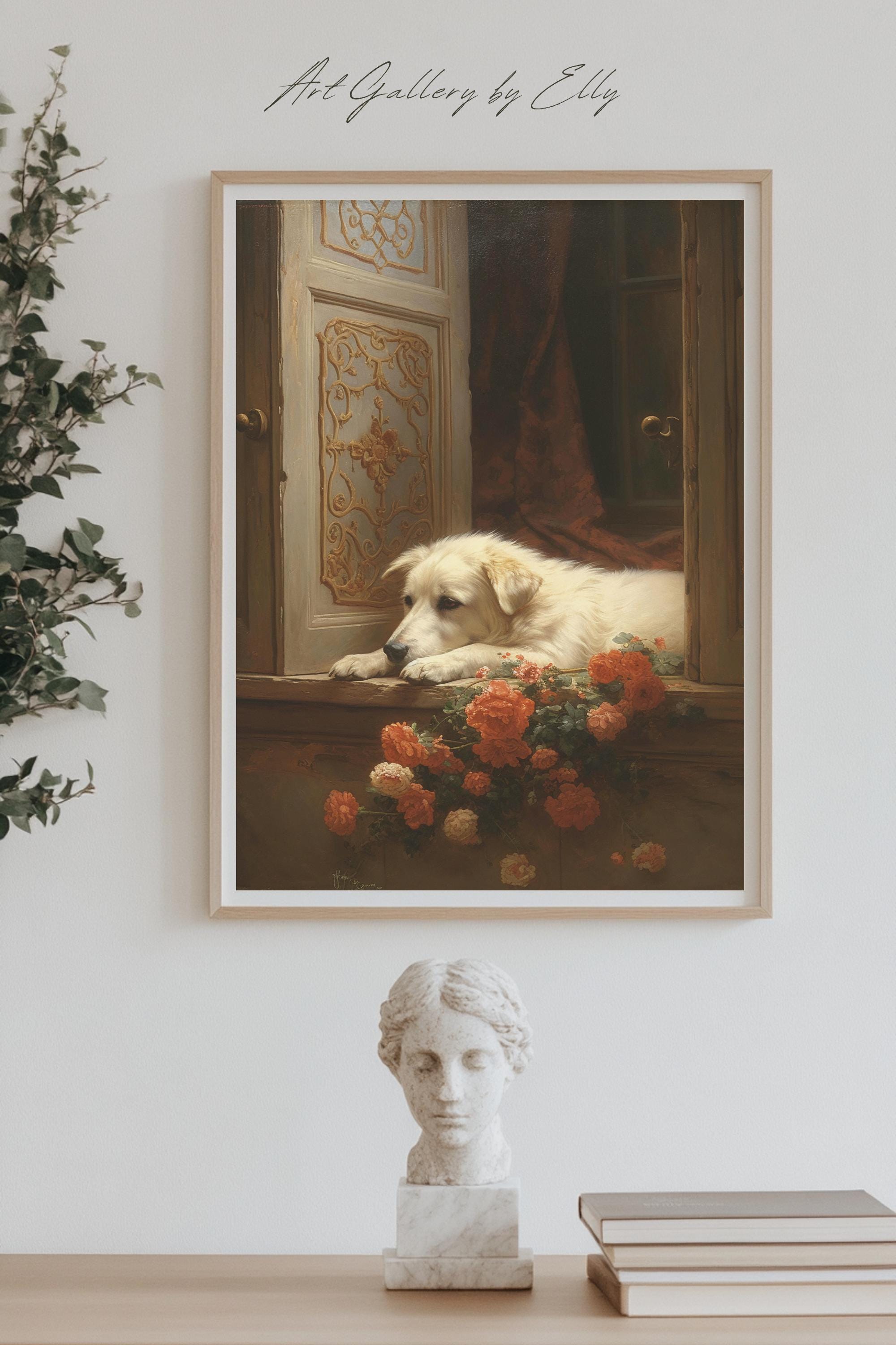 Victorian Dog Oil Painting Printable Vintage Canine Art Elegant Home ...