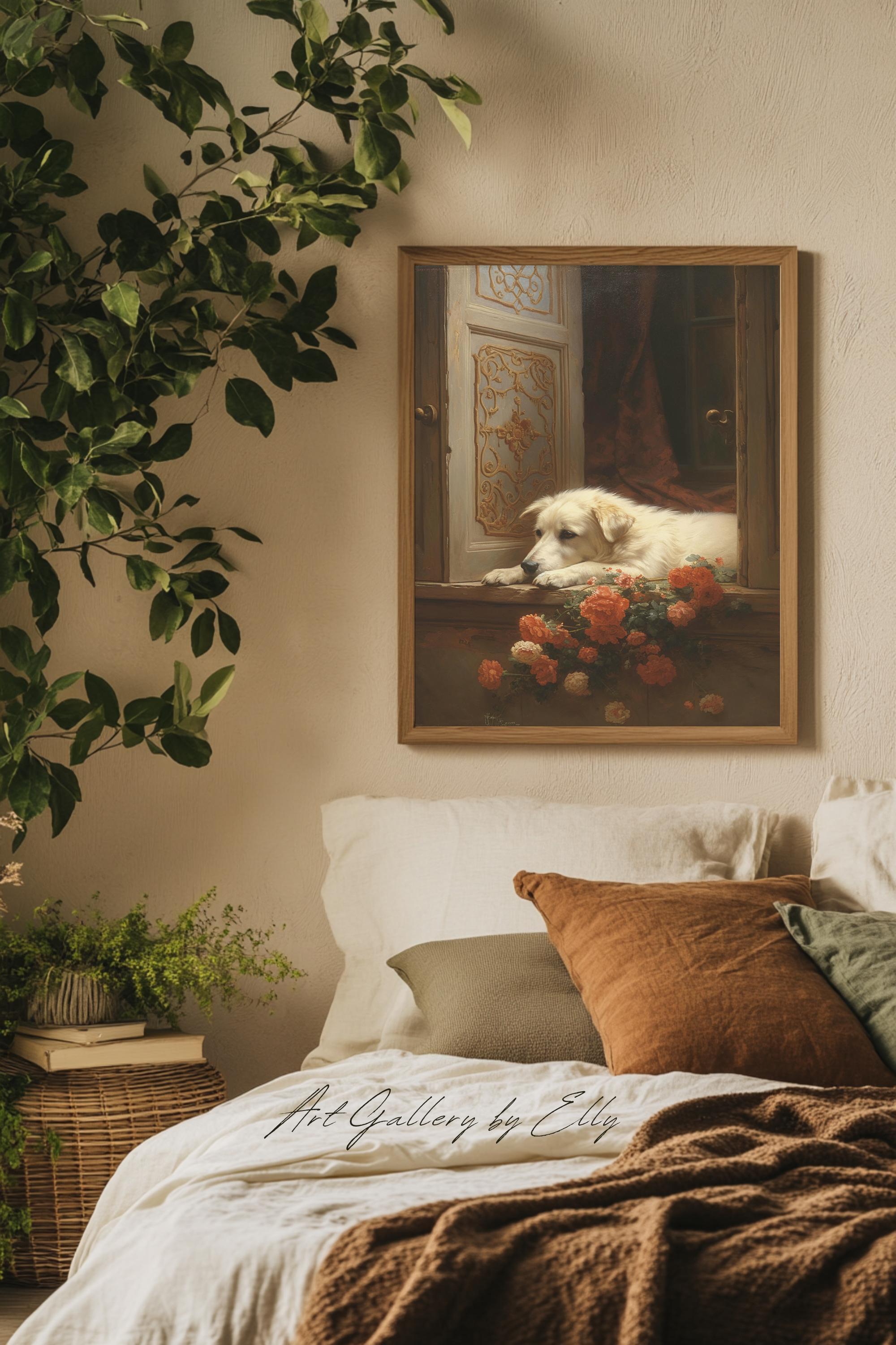 Victorian Dog Oil Painting Printable Vintage Canine Art Elegant Home ...