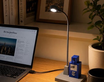 NYC Streetlight Desk Lamp | Miniature New York Newspaper Box Lamp | USB Powered Light-up Streetlight for Desk, Table, or Diorama