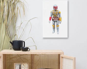 Vintage Boba Fett 1979 Kenner Figure Wall Art | Star Wars Bounty Hunter Canvas | Retro Toy Photography | Collector Gift | Sci Fi Decor