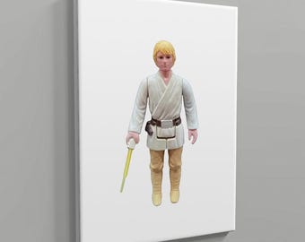 Vintage Luke Skywalker 1977 Kenner Figure Wall Art | Star Wars Farmboy Portrait Canvas | Retro Toy Photography | Collector Gift | Nerd Decor