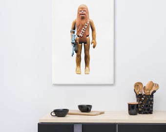Vintage Chewbacca 1977 Kenner Figure Wall Art | Star Wars Wookiee Canvas Print | Retro Toy Photography | Collector Gift | Sci Fi Decor
