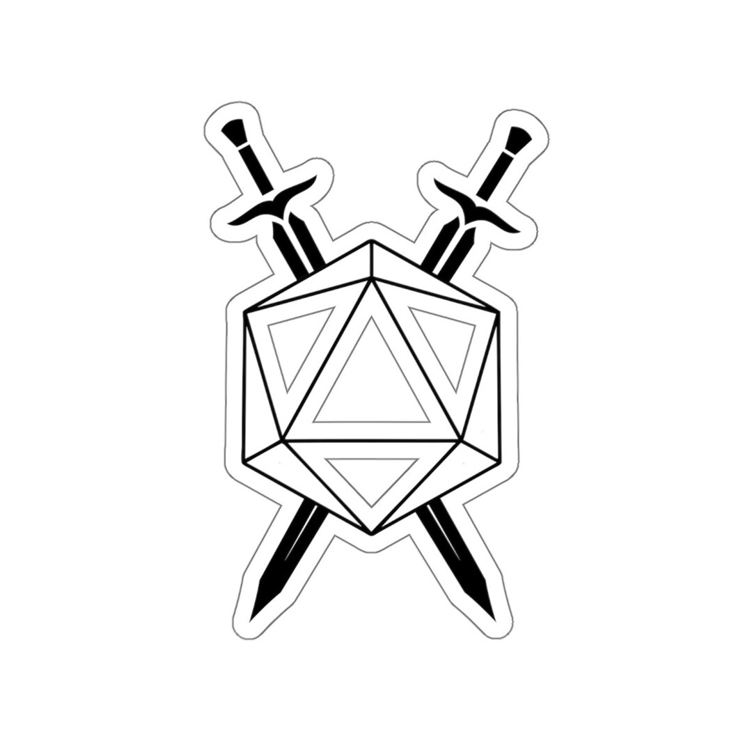 Dnd Sticker, Dungeons and Dragon D20 and Swords Decal, DND Laptop