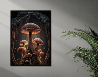 Impression de forêt de champignons