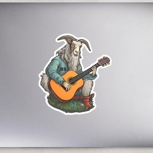 BMFS Billy Goat Sticker Playing Guitar | Billy Strings Inspired Sticker | Fun Bluegrass Vinyl Decal for Laptops, Water Bottles, Coolers