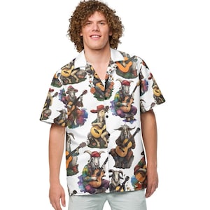 BMFS Psychedelic Billy Goat Button-Up Shirt | Billy Strings Inspired Goat Print | Bluegrass Music Festival Clothing