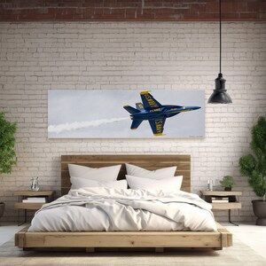 Arte de parede dos anjos azuis F18 | F18 Blue Angels Canvas ou arte de parede com impressão emoldurada | Telas e impressões emolduradas para casa e escritório | Pronto para pendurar