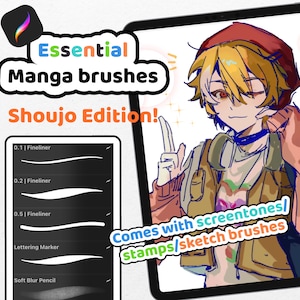 70 Essential shoujo manga brushes and screentones for Procreate | Brushes for sketch and ilustration, halftone, stamps , patterns