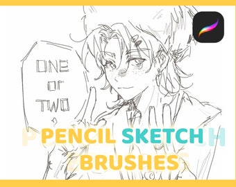 Procreate pencil sketch brushes | Chalk brush | Charcoal brush | Traditional art Manga & Anime