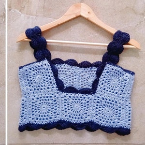 Boho Bliss, Granny Square Crop Top Digital Crochet Pattern