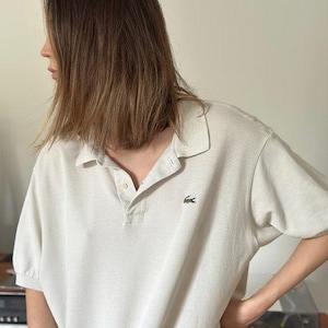 Lacoste Off White Polo Shirt Size 7 (XL) 100% Cotton