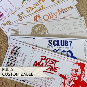 Entrada de concierto personalizada con papel de aluminio: entrada de evento personalizada, impresión con papel de aluminio dorado, tarjeta de regalo sorpresa, recuerdo, regalo de entrada único para toda ocasión