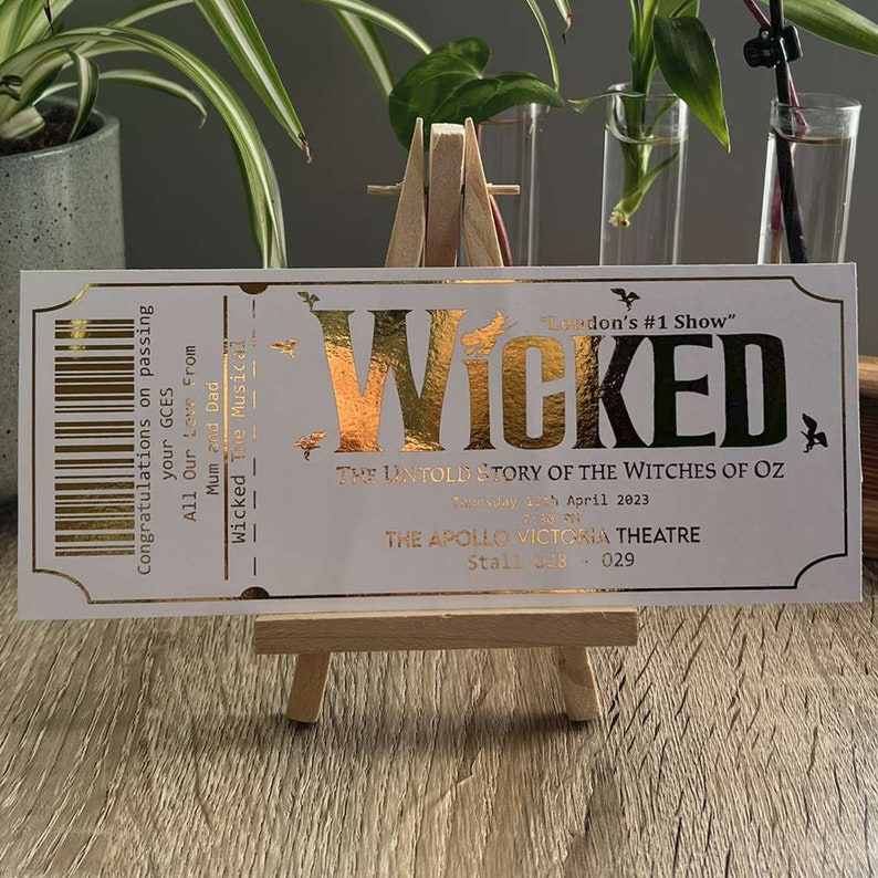 Foil Theatre Ticket, Personalised Gift, Show ticket, Surprise Gift, Musical theatre, Present idea, Gold foil printing, ticket, Ticket Gift image 6