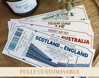 Personalised Foil Sports Ticket | Football, Golf, Rugby Surprise Reveal