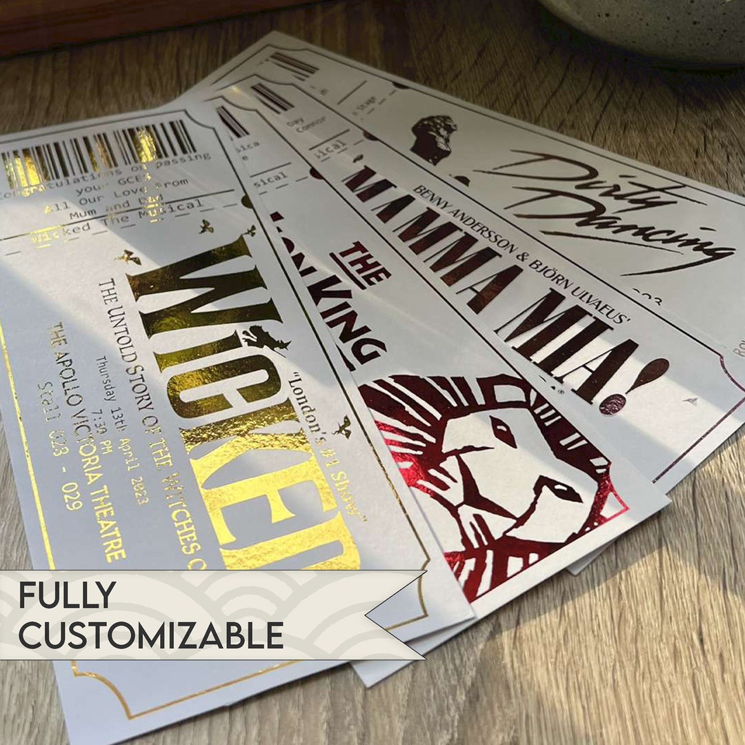 Foil Theatre Ticket, Personalised Gift, Show Ticket, Surprise Gift