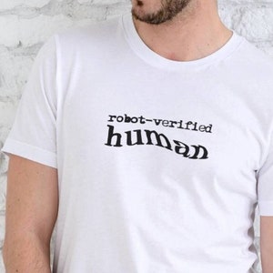 Camiseta de humano verificado por robot: Humor de programador, algodón suave