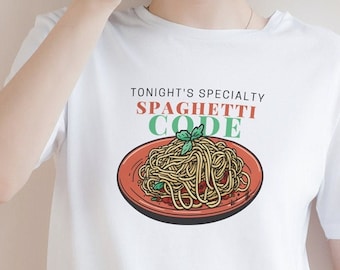 Maglietta Spaghetti Code: umorismo da programmatore, maglietta unisex morbida