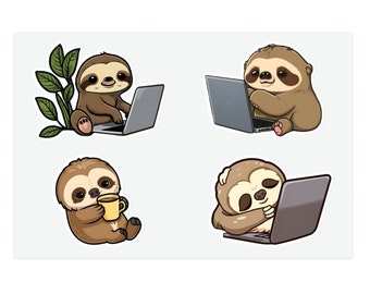 Cute Sloth Sticker Pack: Water-Resistant Vinyl Decals