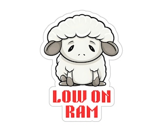 Pegatina "Baja RAM": Humor tecnológico, juego de palabras sobre programación (7,6 x 7,6 cm)