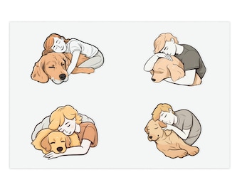Golden Dreams: pacchetto di adesivi per il proprietario del cane e il Golden Retriever addormentato
