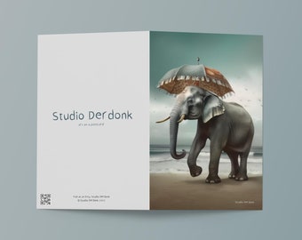 Elefant - Surrealistische Kunst auf einer Postkarte | Studio Derdonk | Grußkarte (inkl. Umschlag)