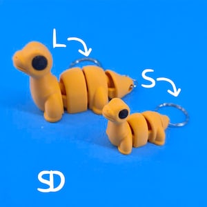 Brontosaurus Flexi Nyckelring - 3D-utskriven - Flexi Dino - Söt Dinosaurieväska Berlock - Gåva - Fidgetleksak - Blandade Färger