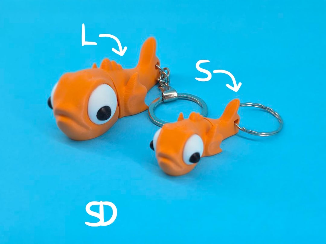 Flexi Fish Keychain - 3D Printed - Fun Bag Charm - Unique Gift ...