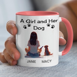 Personalized Girl and Dog Mug: Custom Pet Lover Coffee Cup
