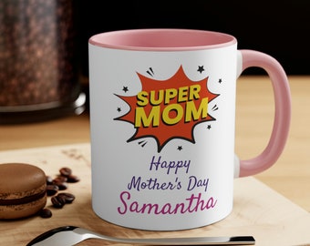 Customizable Super Mom Mother's Day Accent Mug - Customizable