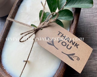 Wooden Dough Bowl Candle: 3-Wick Soy Wax, Choose Your Scent