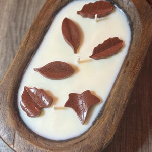 Fallen Leaves Candle|Wooden Dough Bowl|Fall Candle|Fall Decor|Soy Wax Candle|Dough Bowl Candle|Fall Scents|Autumn Candle|Fall Scented Candle