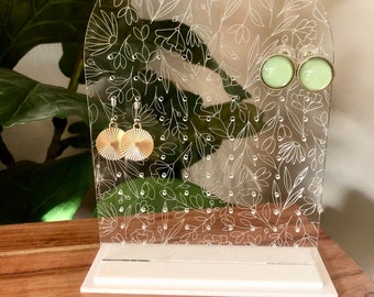 Soporte para aretes florales de acrílico
