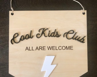Cool Kids Club Letrero de madera / Letrero de puerta para niños / Letrero para habitación de niños