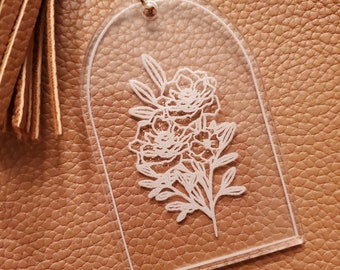 Llavero floral acrílico / Llavero de plantas / Llavero diario