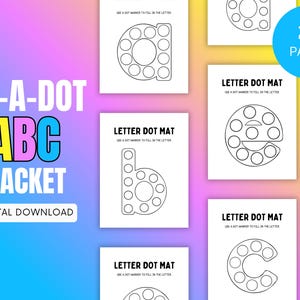 DO-A-DOT Activity Packet, abc dot marker worksheets, pre-k, kindergarten, printable dot art, digital download, a-z