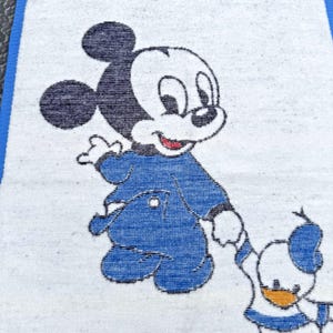 1984 Biederlack Baby Crib Blanket Vintage Reversible Throw Disney Mickey Mouse 27"x35" 画像 4