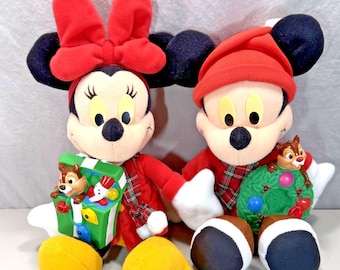 Mickey Minnie Holiday Friends Plush Musical Lights 2001 Fisher Price WORKS