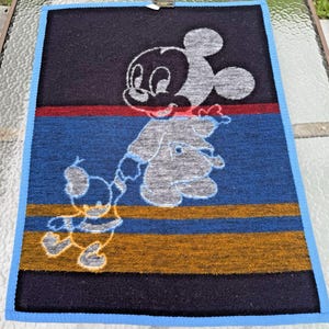 1984 Biederlack Baby Crib Blanket Vintage Reversible Throw Disney Mickey Mouse 27"x35" 画像 7