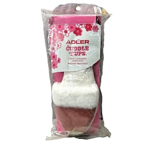 Womens Slippers Slides Adler Cuddle Pups Size 6.5 to 7.5 Vintage Pink White Fluffy NEW in Original Packaging