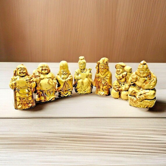 Seven Lucky Gods of Fortune Figurines Vintage Japanese Seven Lucky Gods of Fortune Figurines Vintage Japanese
