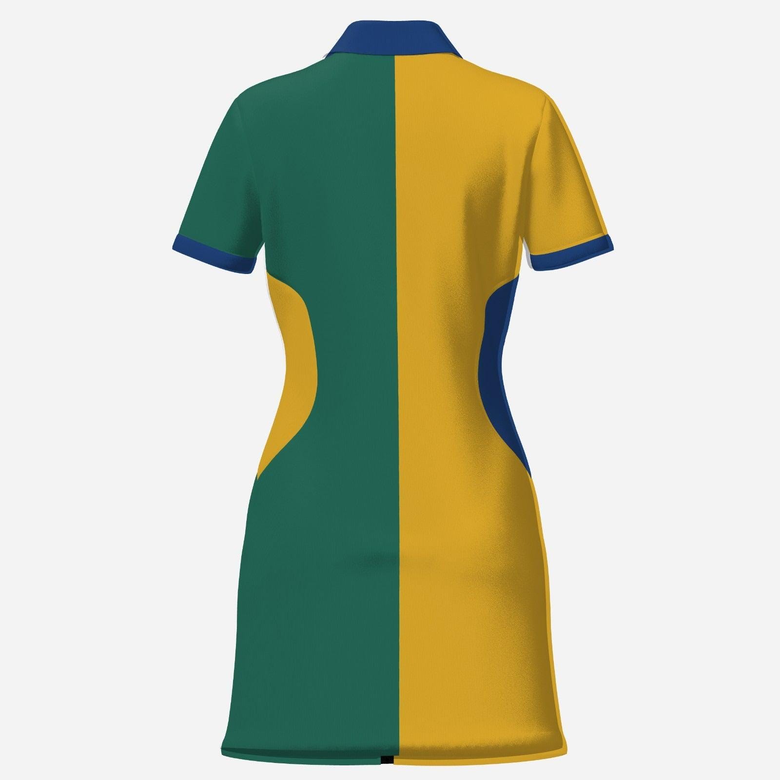 Brazil Soccer X Football Zip-Front Polo Dress - Can request a different country via message. We will send you a photo for confirmation.