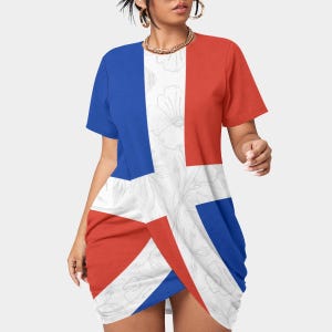 plus size red white and blue dress Womens Polka Dot Maxi 1X Wrap Inspired This loose red white and blue dress