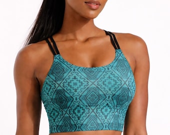 African Seaweed Tribal Printed Sports Bra