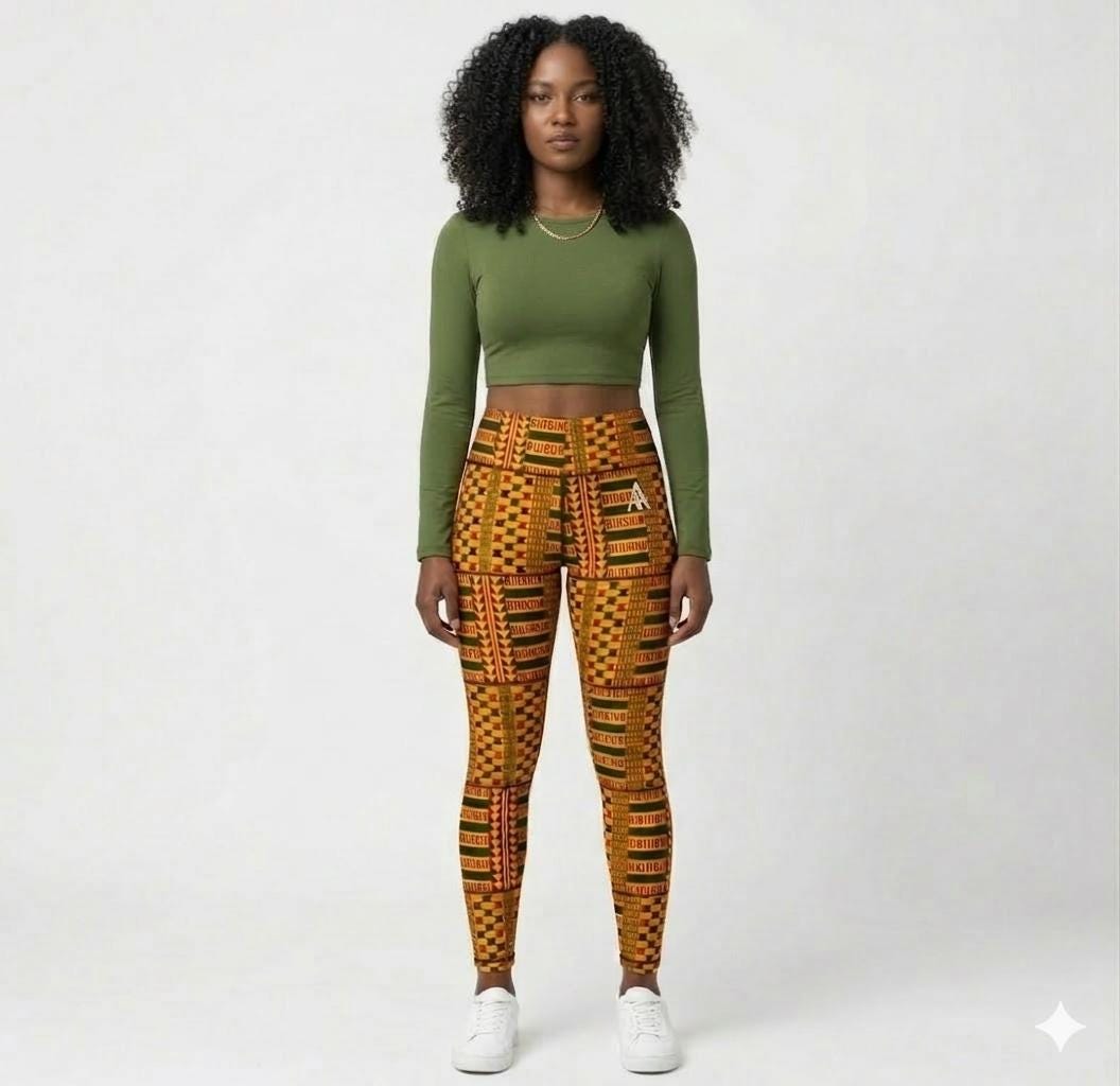 African Kente High Waisted Leggings
